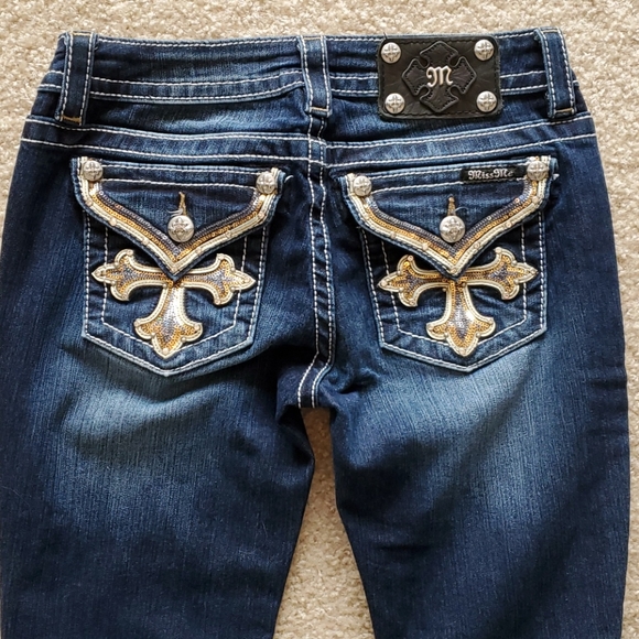 Miss Me cross pockets boot cut jeans size 27 - Picture 2 of 6